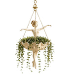 cache pot suspendu danseuse ballet feuilles vertes chaînes dorées intérieur extérieur vintage classique