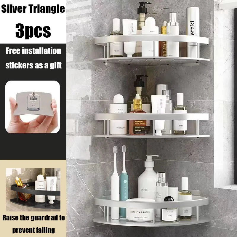 étagère salle bain moderne blanche adhésive rangement perforée aluminium unique