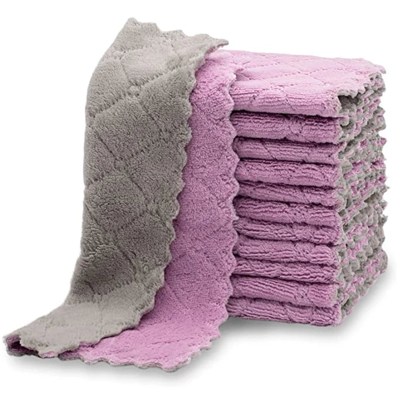 serviettes cuisine microfibre rose gris vert absorbantes double face utilitaires modernes