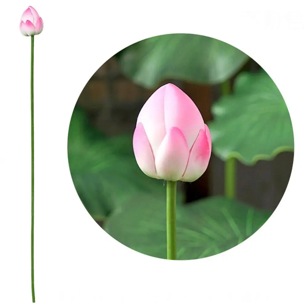 fleur artificielle lotus tige longue décoration intérieure vert rose blanc naturel détaillé Pods Feuilles
