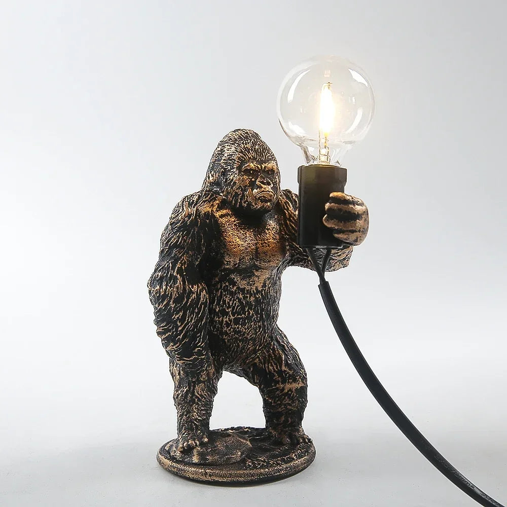 lampe poser gorille bronze noir blanc décoration intérieure moderne ampoules led câbles électriques certifiées