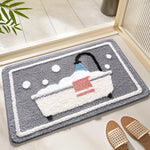 tapis bain polyester antidérapant motif baignoire moderne gris blanc rouge noir absorbant