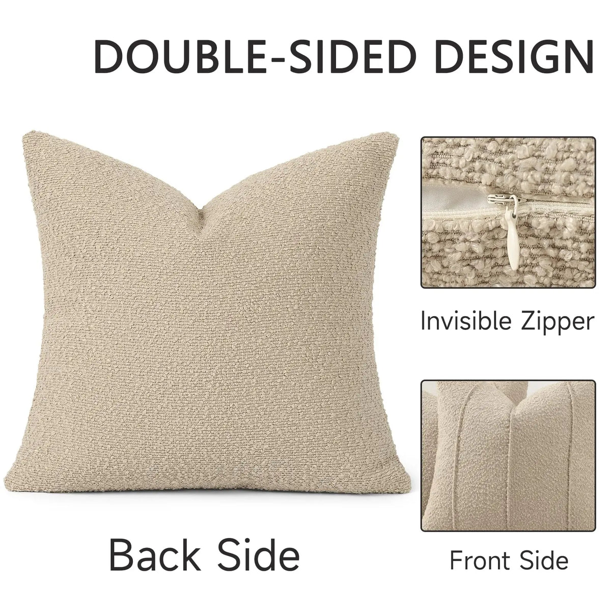 taies d'oreiller polyester texturées beige clair modernes respectueuses environnement opaques maison
