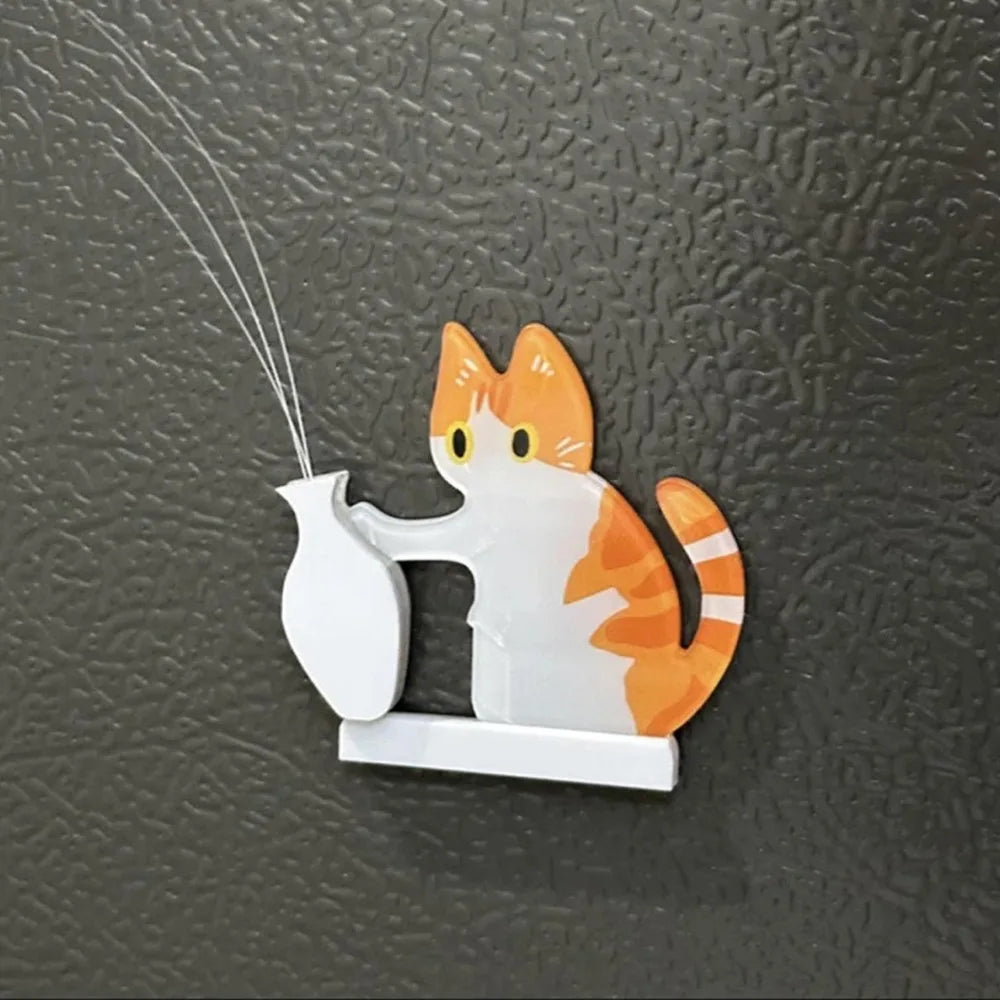 aimants réfrigérateur cartoon chatons vases fleurs noir blanc opacité fantaisie