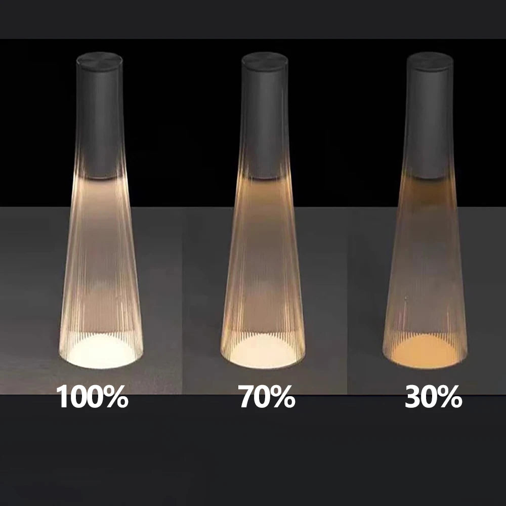 lampe table rechargeable led transparent moderne rayures verticales interrupteur tactile 249 2000 lumens chambre