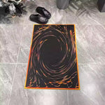 tapis sol moderne spirales lumineuses noir orange chambre salon salle bainextérieur