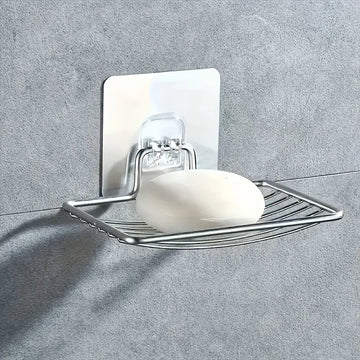 porte savon adhésif mural moderne argenté lisse robuste support savon bouteille smartphone