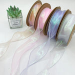 ruban organza holographique moderne blanc rose violet bleu orange 10 yards translucide