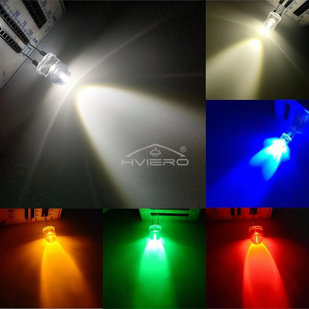diodes led 10mm bleu vert rouge blanc chaud jaune lumière haute puissance moderne 0.5w