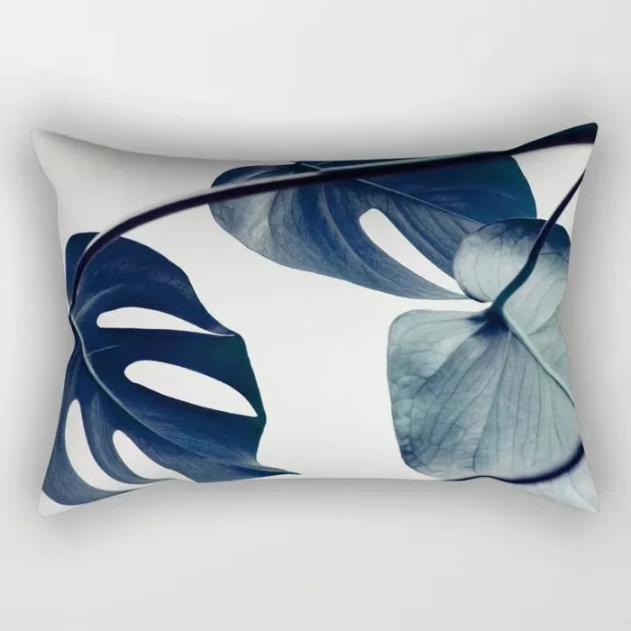 coussin rectangulaire décoratif motif feuilles tropicales fleurs papillons moderne chambre salon maison 30x50cm