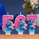 bougies numériques anniversaire glitter personnages animés rose bleu blanc decorative cartoon