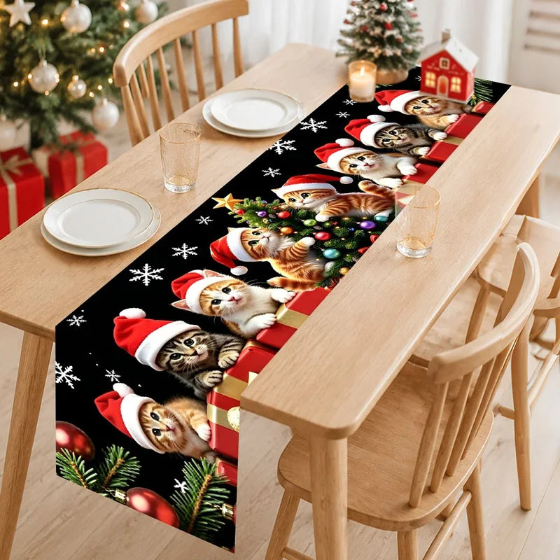 tableau noel motif chats chapeaux noel boules flocons decoration hiver polyestere cuisine salon