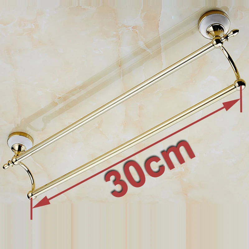porte serviettes mural doré acier inoxydable barres doubles finition chromée classique fixations vis inclusées