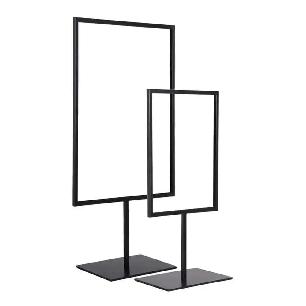 affichage publicitaire double face porte affiche A4 noir blanc moderne pied fixe cadre