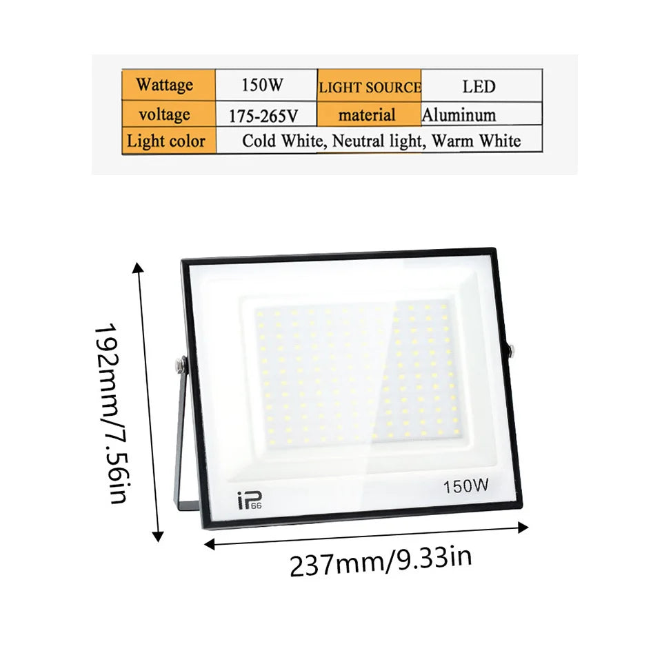 projecteur led ip66 étanche 20w 30w 50w 100w extérieur blanc noir moderne