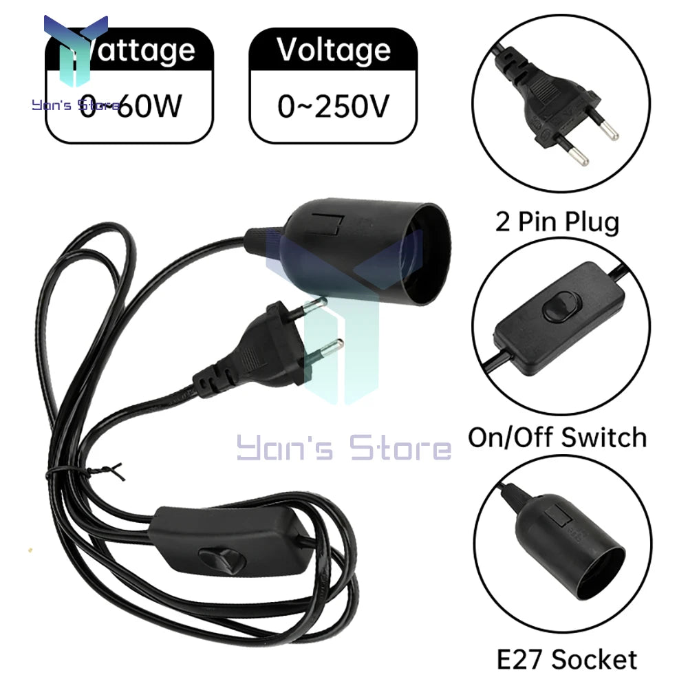 câble alimentation interrupteur blanc noir socquette E27 cordon fil clips moderne luminaire led