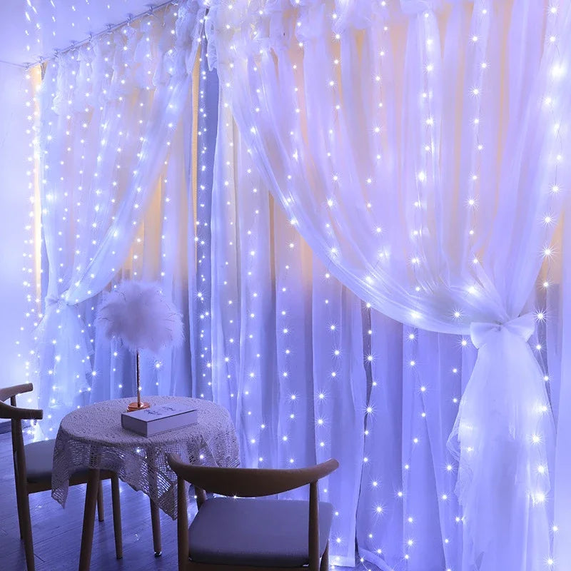 décoration noël led rideau lumineux blanc chaud multicolore moderne télécommande