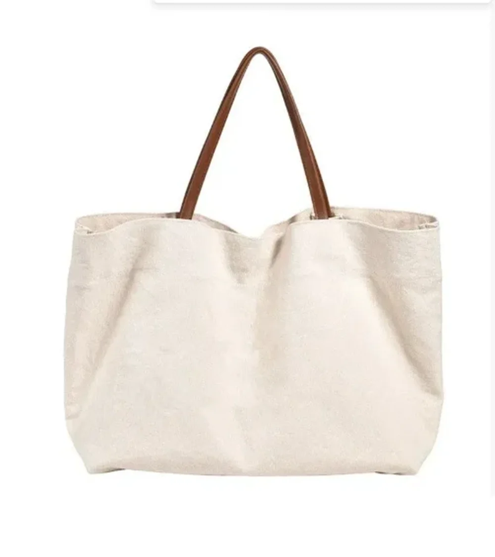 sac main tote bag toile coton beige clair moderne portable