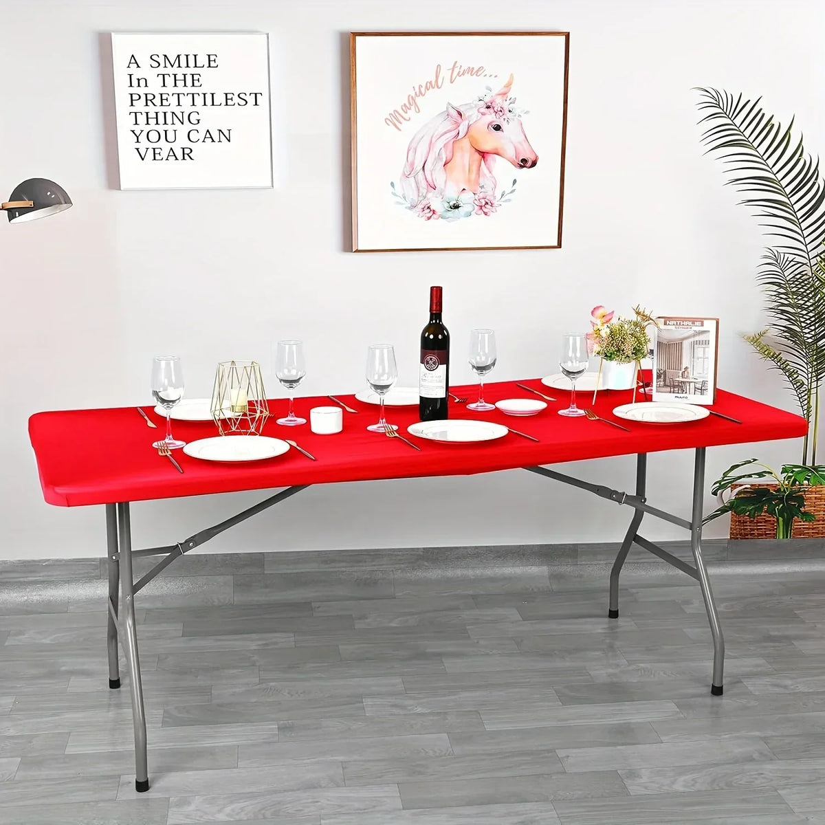 tablecloth red polyester protective cover wedding decoration parties clips fixings
