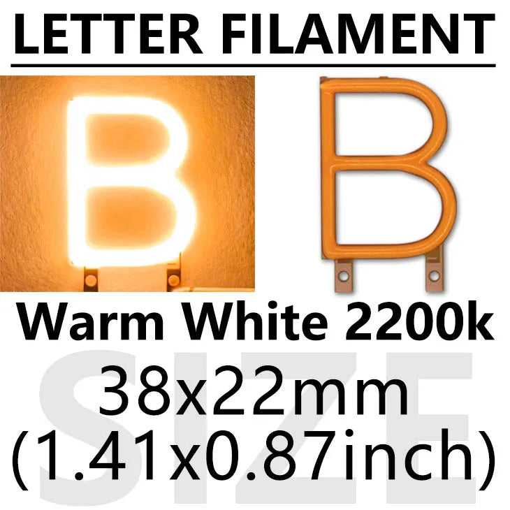 lettres lumineuses orange modernes minimalistes décoration noël fêtes 2200k LED warm white