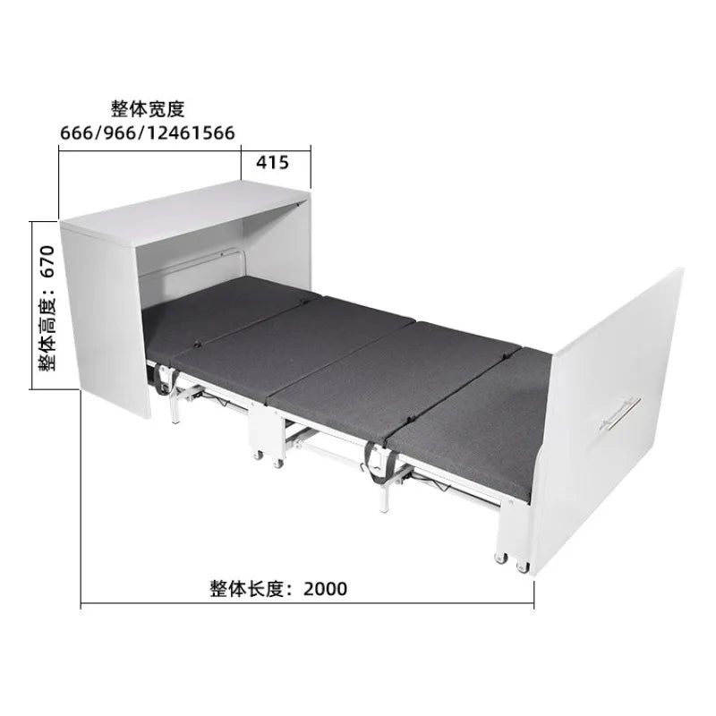lit pliant moderne gris blanc tissu uni roulettes chambre coucher minimaliste tapis sol