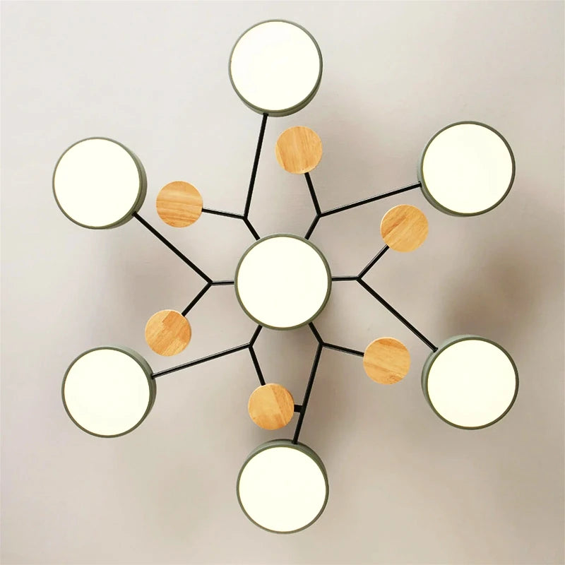 lampe suspension vert moderne scandinave bois clair nordique chambre salon