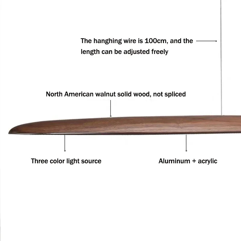 lampe suspendue bois marron clair moderne 120cm 150cm 180cm 200cm certification ul vde ccc