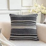 housse coussin rayé polyester 45x45cm moderne blanc beige gris vert chambre