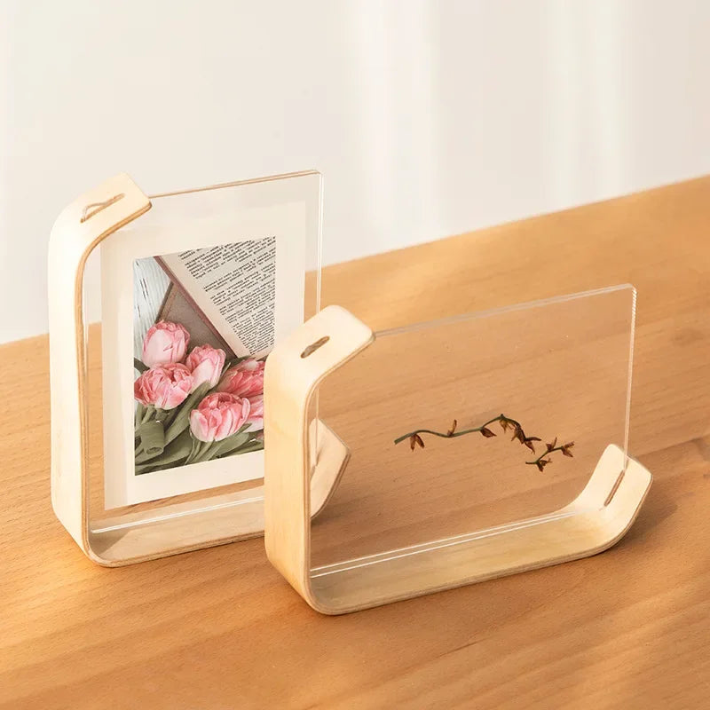 cadres photo modernes bois clair marron transparent minimaliste