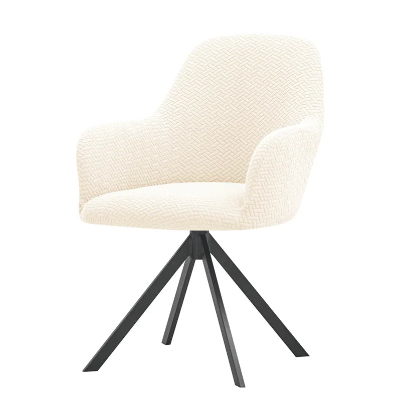 housse fauteuil pivotant jacquard gris moderne élasthanne polyester tringles complète