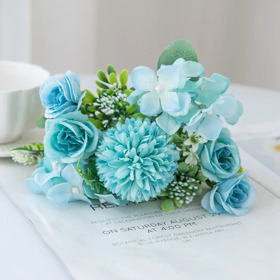 décoration extérieure bouquet fleurs artificielles roses dahlias mariage anniversaire transparent moderne