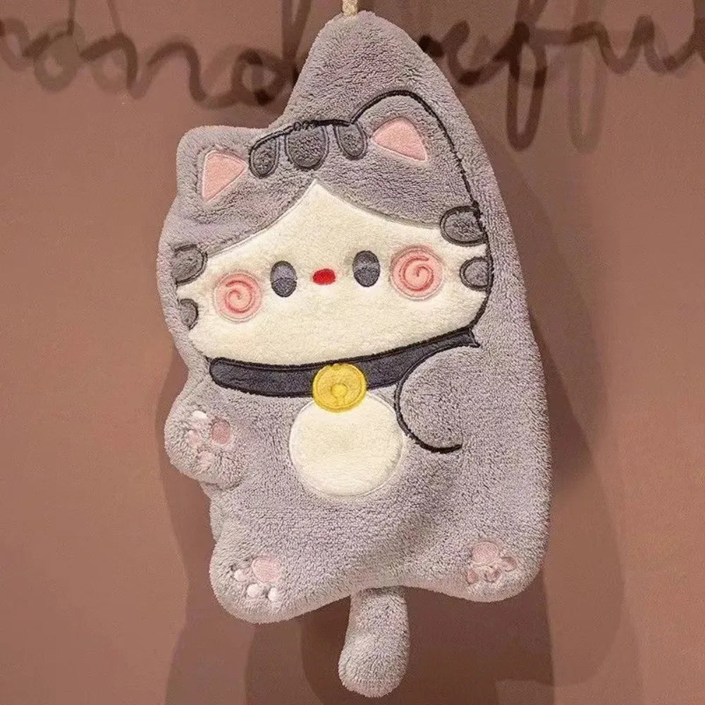serviettes chat mignon gris blanc beige douces kawaii salle bain buccale nettoyage