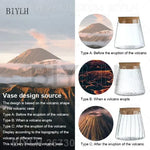 vases plantes verre transparent moderne minimaliste couvercle liège base bois