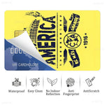 sticker autocollant cartes bancaires club américa dessin animé oiseau stylisé waterproof réutilisable bleu jaune