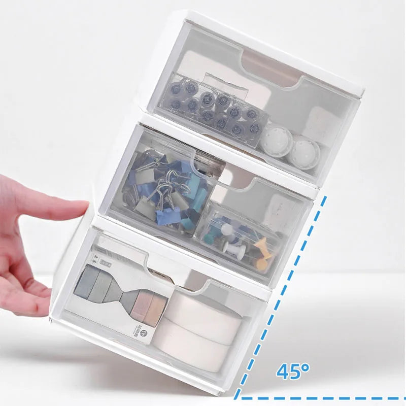 boîtes rangement transparentes blanc moderne empilables poignée étiquettes clips pince papier ruban adhésif