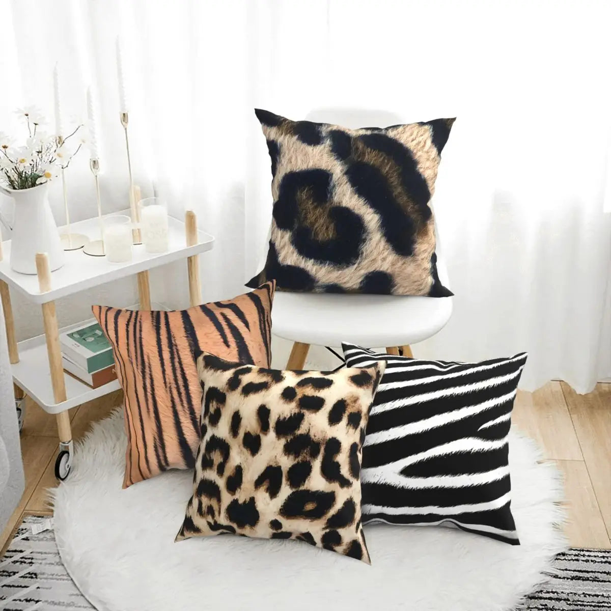 housse coussin imprimée léopard moderne 12x12 16x16 18x18 20x20 amovible lavable
