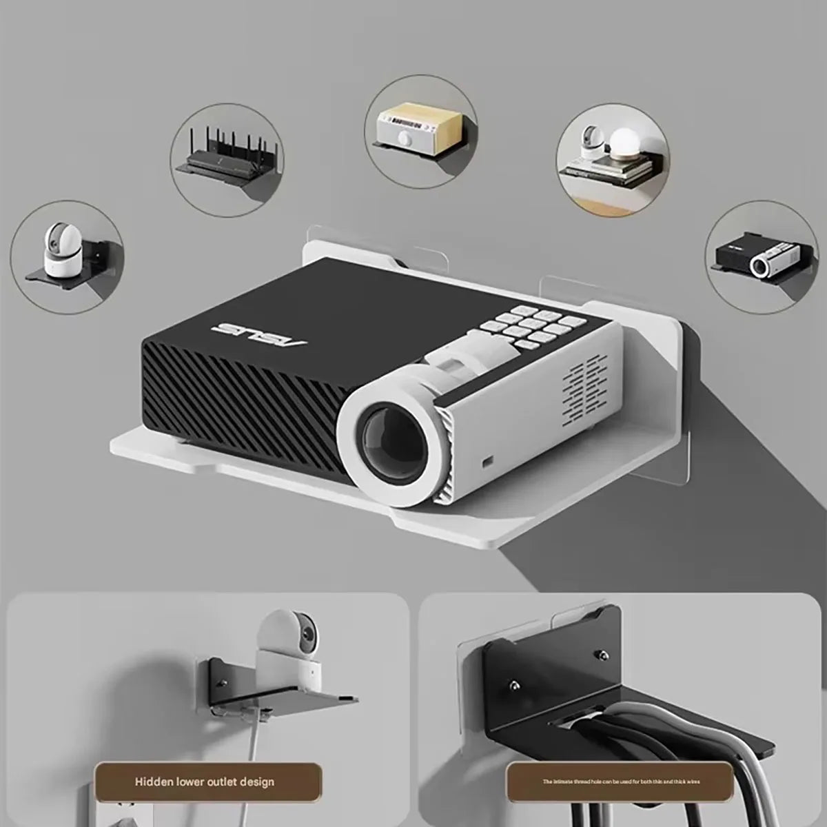 projecteur mural blanc noir acier inoxydable grille ventilation moderne plaque fixation