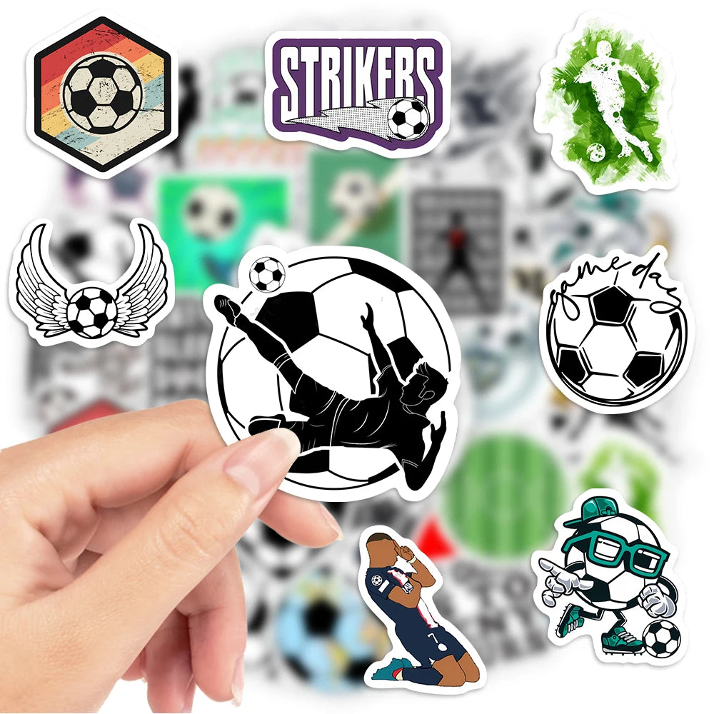 stickers football graphiques couleurs noires blanches vertes rouges bleues jaunes grises adhésifs sportifs physiques