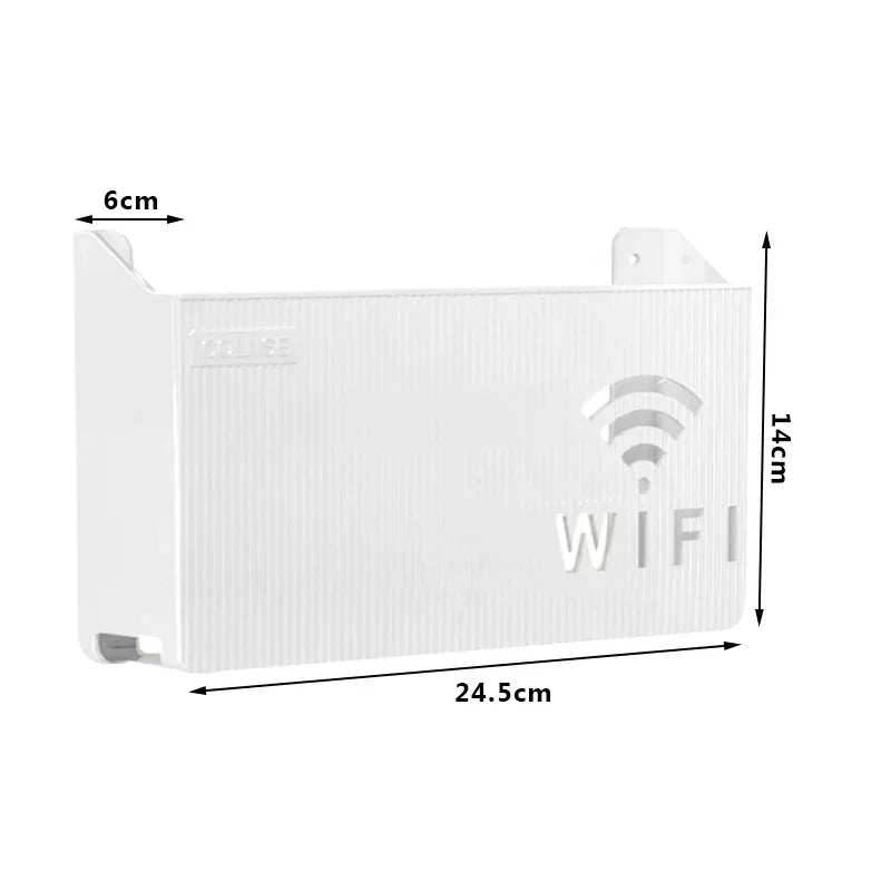 support mural routeur wifi gris rose bleu rayures horizontales moderne salon