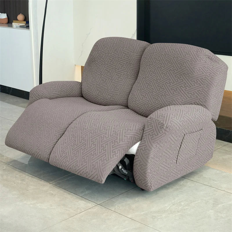 housse canapé inclinable gris jacquard moderne extensible poches fauteuil salon maison