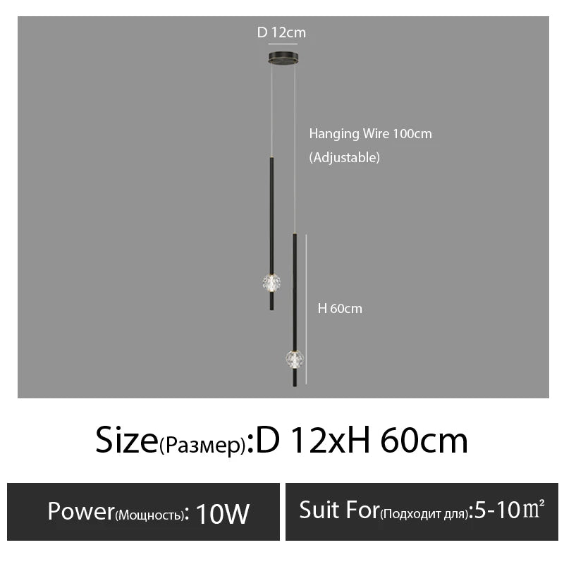 suspension lumineuse moderne or noir cristal led minimaliste contemporain translucent
