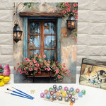 peinture l'huile paysage moderne toile crayons fleurs lanterne fenêtreDecoration mur crochets peinture propylène acrylique
