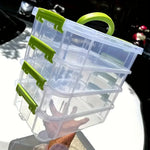 boîtes rangement transparentes multi niveaux utilitaires clips verrouillage organisateur ménage minimaliste modernes