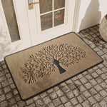 tapis sol antidérapant résistant intempéries arbre stylisé moderne beige noir 50x80cm 40x60cm 30x50cm