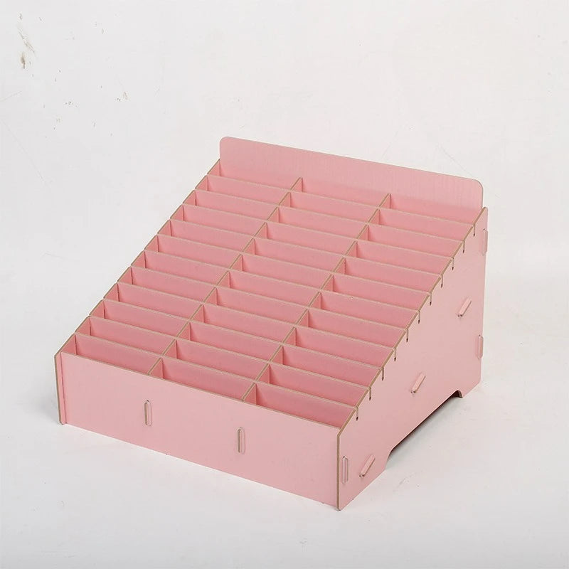 boîte rangement bois naturelle moderne grilles divisées bijoux accessoires rose marron minimaliste