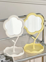miroir table moderne rose clair jaune pâle blanc forme fleur brillant minimaliste portable chambre