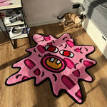 tapis cartoon rose motif visage antidérapant moderne original enfant tapisserie décoration intérieure toile joueurs
