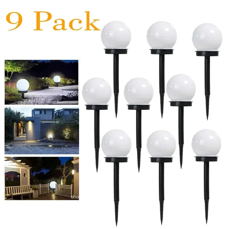 lampe solaire moderne sphérique translucide blanc noir énergétique extérieure jardin épingle détachable panneau solaire