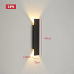 applique murale moderne extérieure led 18w 41cm noir résistante ip65 aluminium