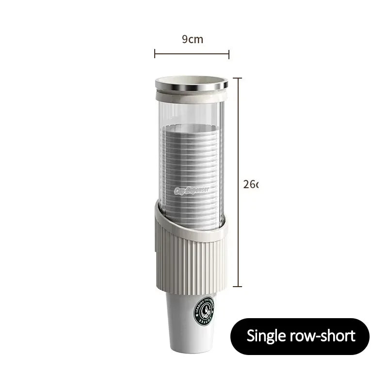 distributeur tasses moderne blanc porte gobelets plastique papier autocollant double rangée vertical